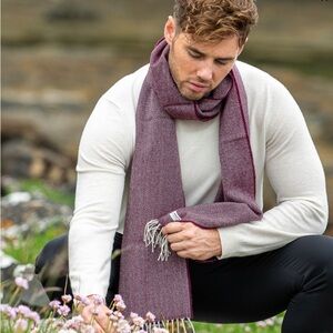 MCNUTT of Donegal Ireland Soft Lambswool Mulberry Herringbone Scarf